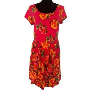 NWOT Isaac Mizrahi Live Pink Floral Short Sleeve Fit-and-Flare‎ Dress Size Small